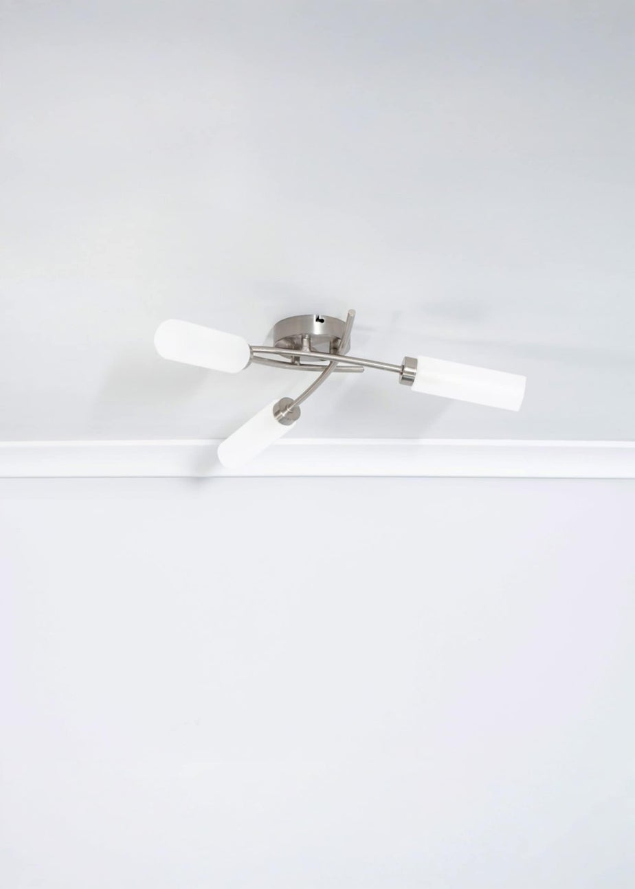 ValueLights Maya Brushed Chrome 3 Arm Frosted Glass Ceiling Light