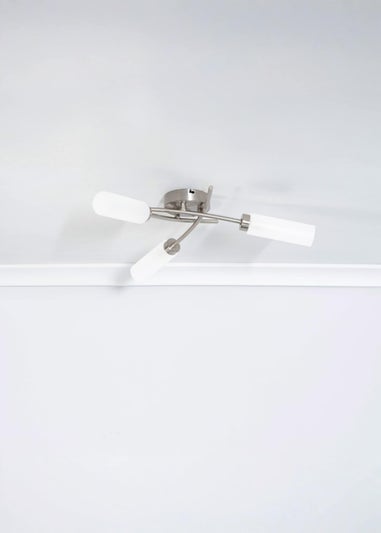 ValueLights Maya Brushed Chrome 3 Arm Frosted Glass Ceiling Light