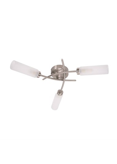 ValueLights Maya Brushed Chrome 3 Arm Frosted Glass Ceiling Light