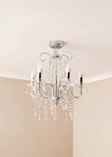 ValueLights Viscount 5 Way Chandelier Crystal Droplet Ceiling Light
