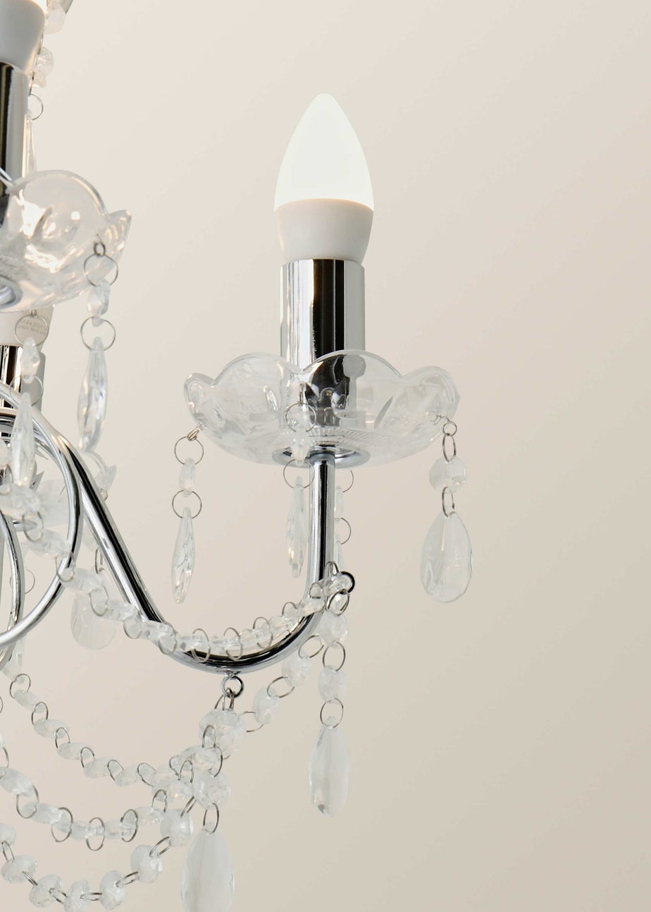 ValueLights Viscount 5 Way Chandelier Crystal Droplet Ceiling Light