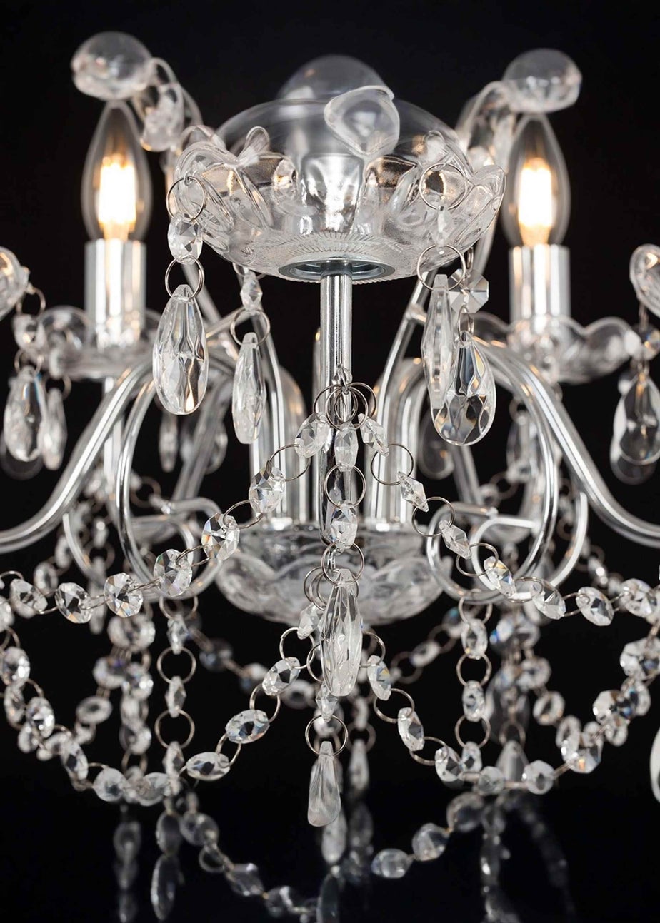 ValueLights Viscount 5 Way Chandelier Crystal Droplet Ceiling Light