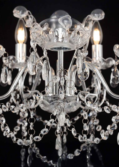 ValueLights Viscount 5 Way Chandelier Crystal Droplet Ceiling Light