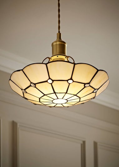 ValueLights Tiffany Cortez Glass Uplighter Easy Fit Ceiling Lampshade