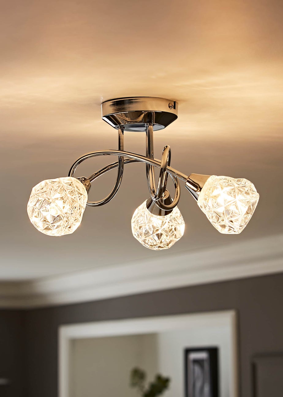 ValueLights Astley Chrome 3 Way Crossover Ceiling Light