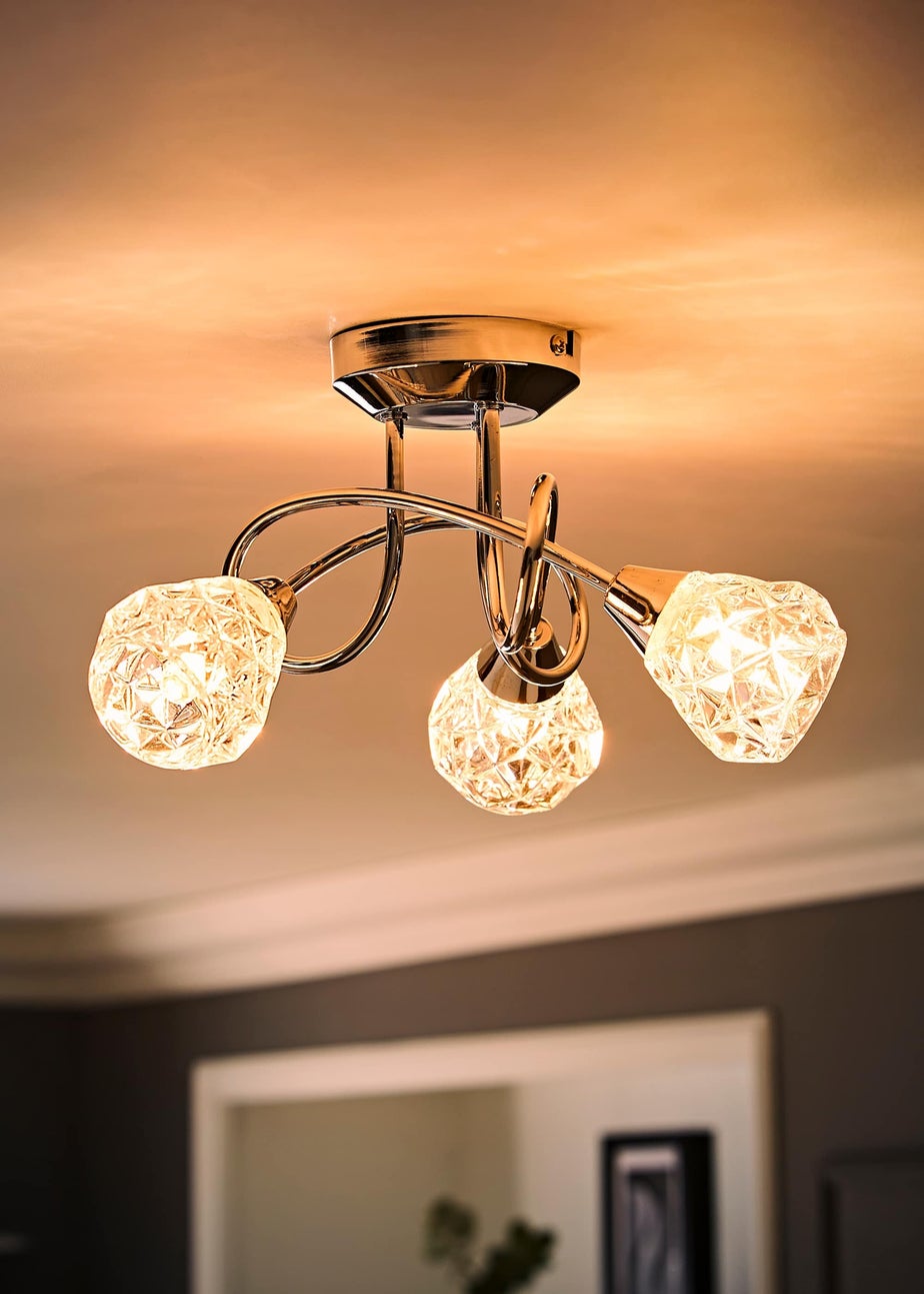 ValueLights Astley Chrome 3 Way Crossover Ceiling Light