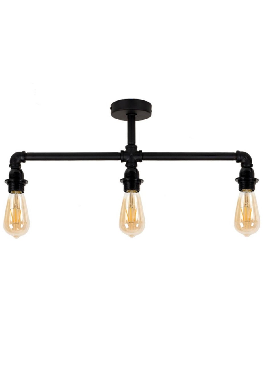 ValueLights Luiggi Matte Black 3 Way Black Bar Ceiling Light