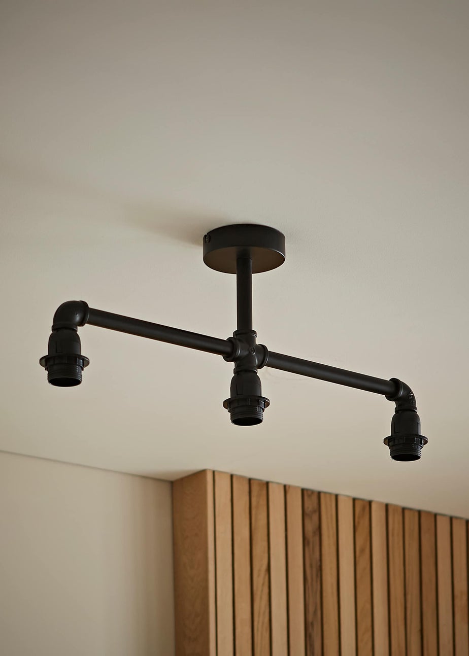 ValueLights Luiggi Matte Black 3 Way Black Bar Ceiling Light