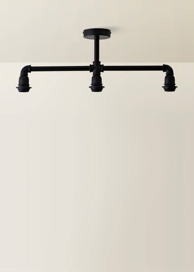 ValueLights Luiggi Matte Black 3 Way Black Bar Ceiling Light