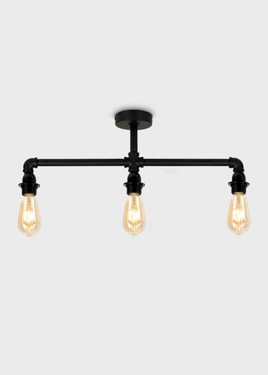 ValueLights Luiggi Matte Black 3 Way Black Bar Ceiling Light