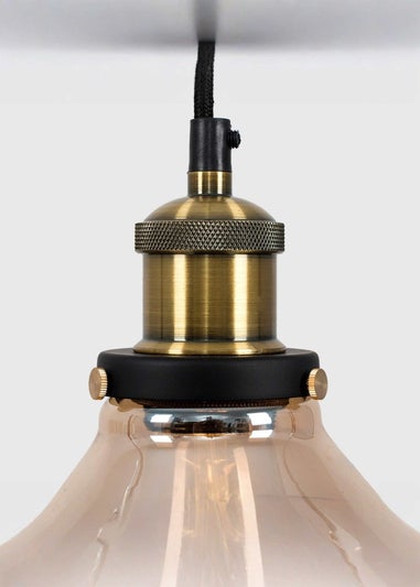ValueLights Wallace Amber Glass Ceiling Pendant Light