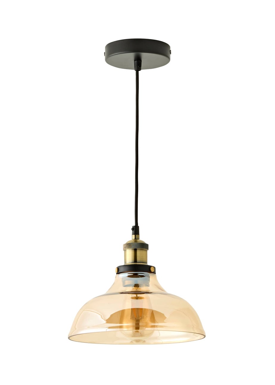 ValueLights Wallace Amber Glass Ceiling Pendant Light