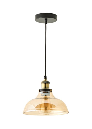 ValueLights Wallace Amber Glass Ceiling Pendant Light