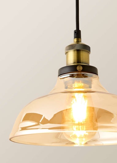 ValueLights Wallace Amber Glass Ceiling Pendant Light