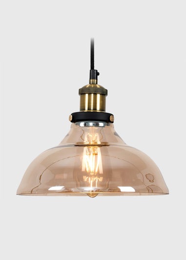 ValueLights Wallace Amber Glass Ceiling Pendant Light