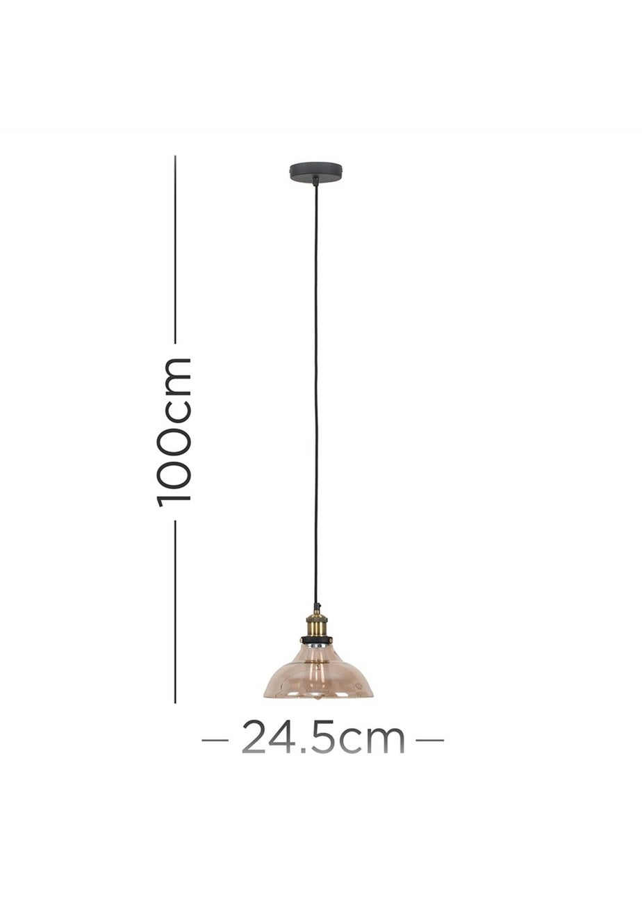 ValueLights Wallace Amber Glass Ceiling Pendant Light