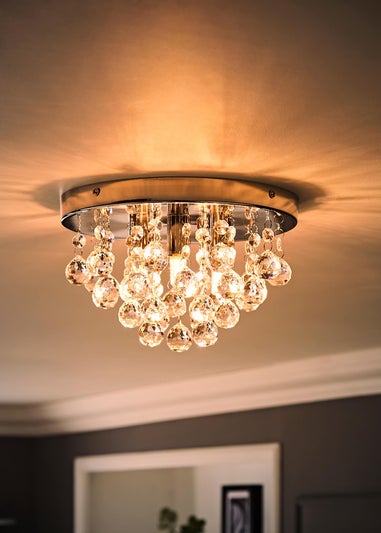 ValueLights Mitre Chrome Droplet Flush Ceiling Light