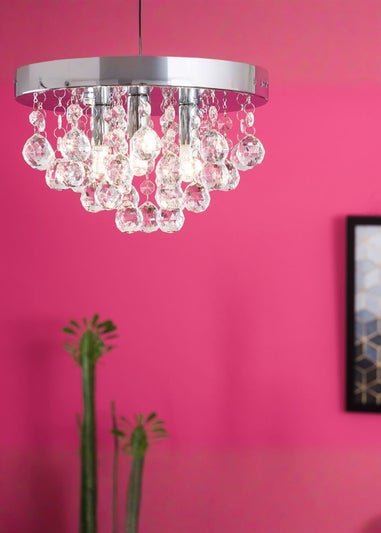 ValueLights Mitre Chrome Droplet Flush Ceiling Light