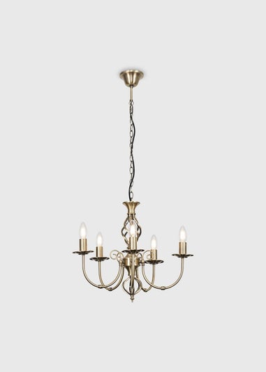 ValueLights Memphis Antique Brass Twist 5 Way Celling Light