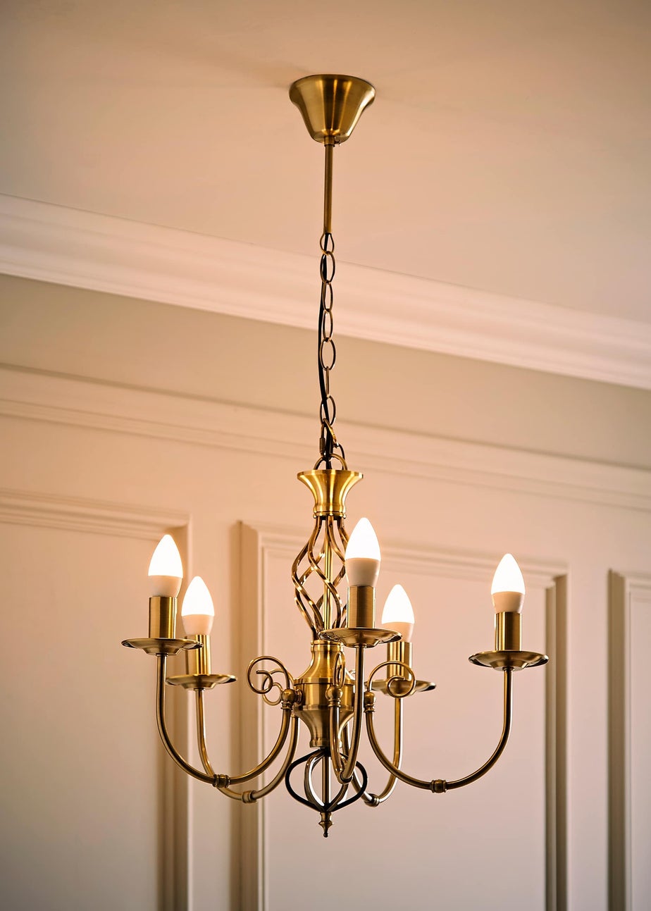 ValueLights Memphis Antique Brass Twist 5 Way Celling Light