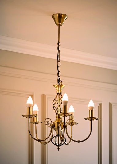 ValueLights Memphis Antique Brass Twist 5 Way Celling Light