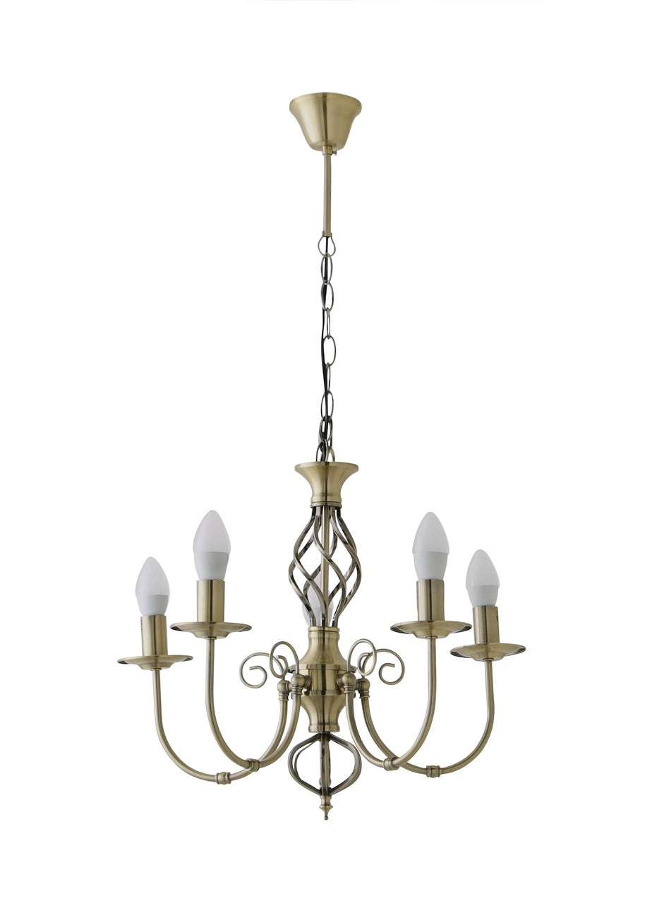 ValueLights Memphis Antique Brass Twist 5 Way Celling Light