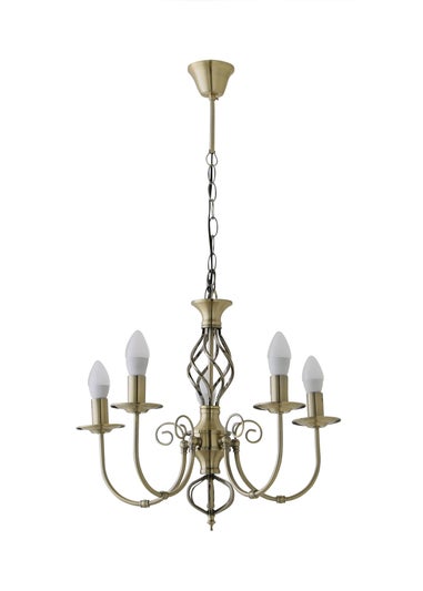 ValueLights Memphis Antique Brass Twist 5 Way Celling Light