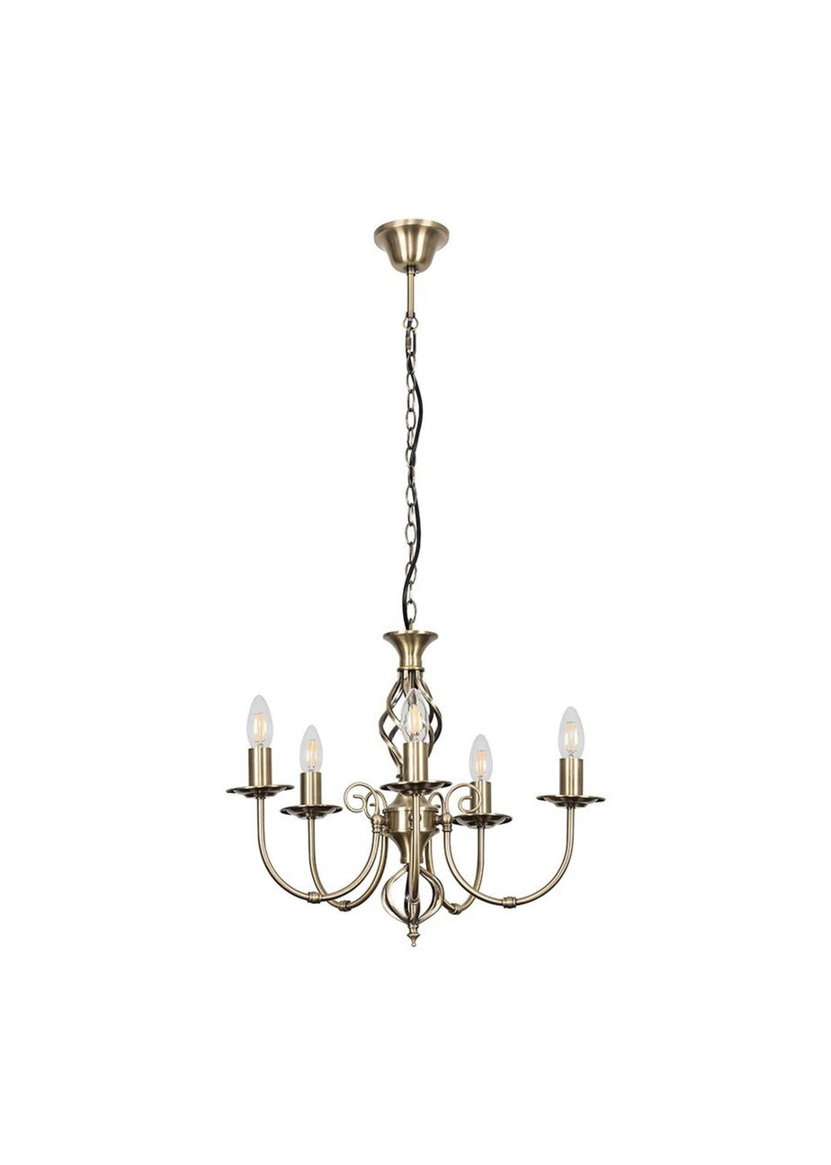 ValueLights Memphis Antique Brass Twist 5 Way Celling Light