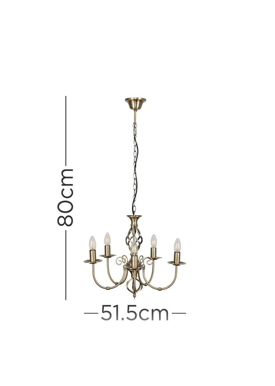 ValueLights Memphis Antique Brass Twist 5 Way Celling Light