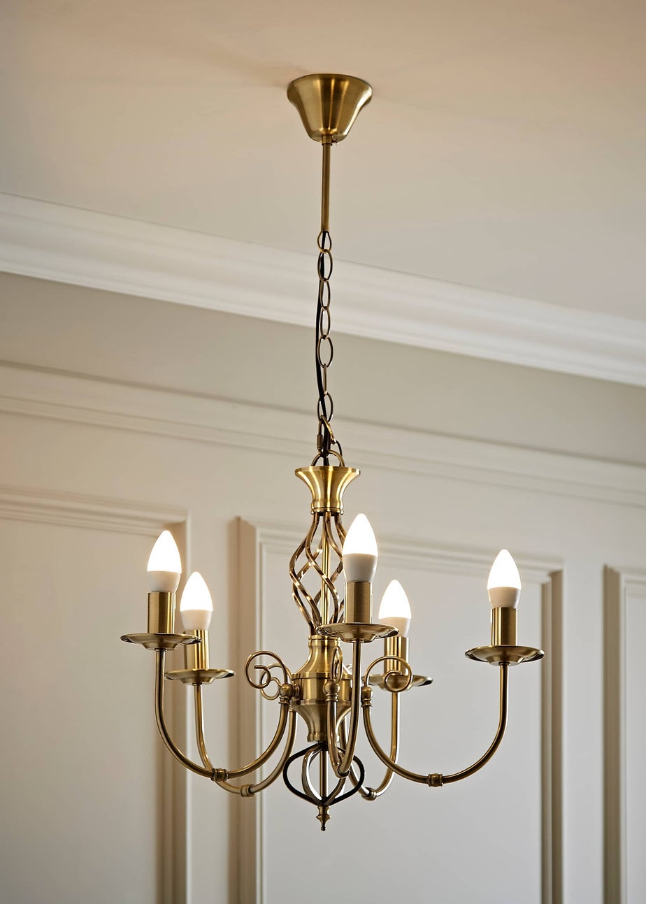 ValueLights Memphis Antique Brass Twist 5 Way Celling Light