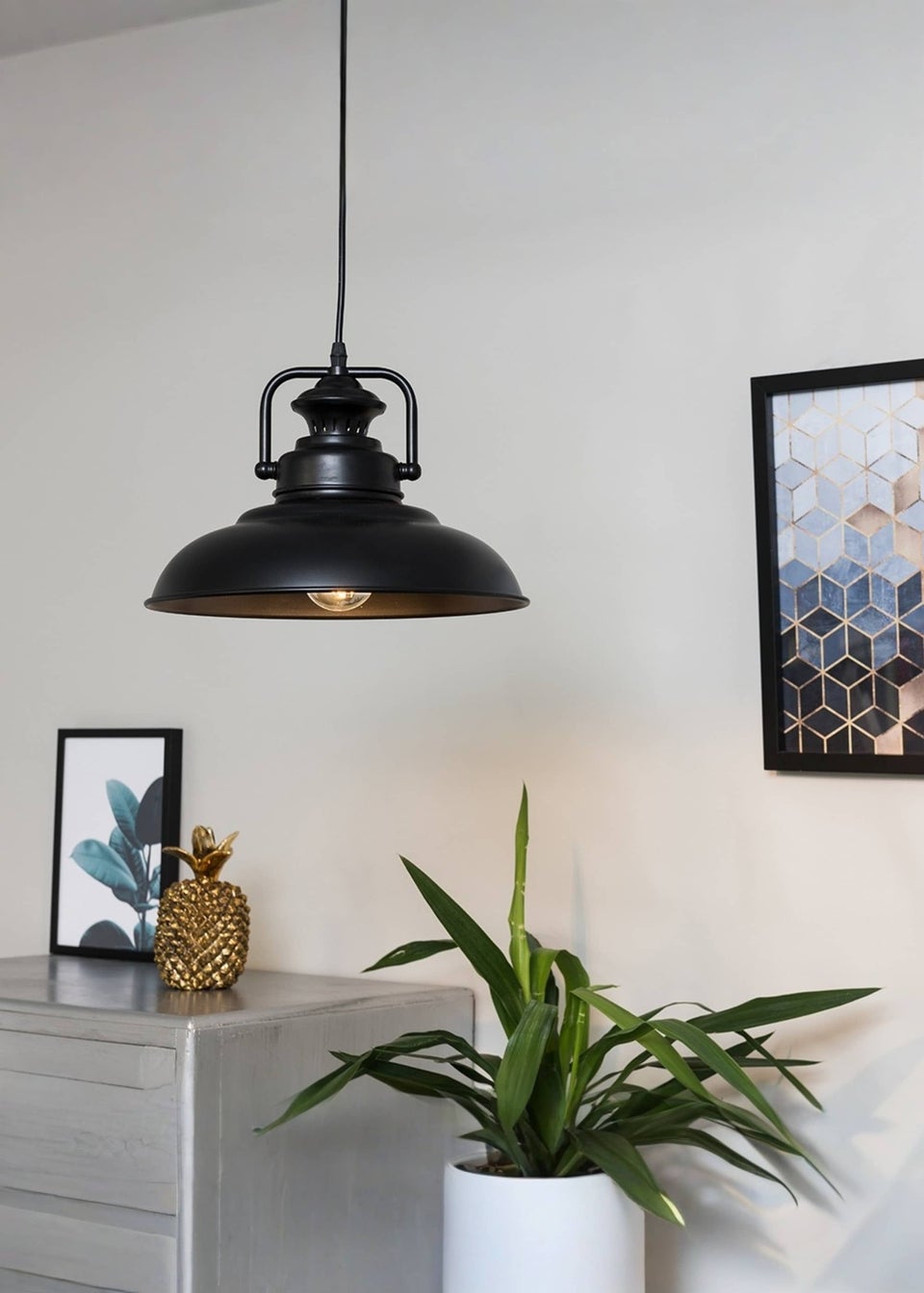 ValueLights Duomo Black Dome Ceiling Light