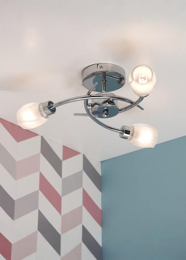 ValueLights Mia Chrome 3 Way Ceiling Light