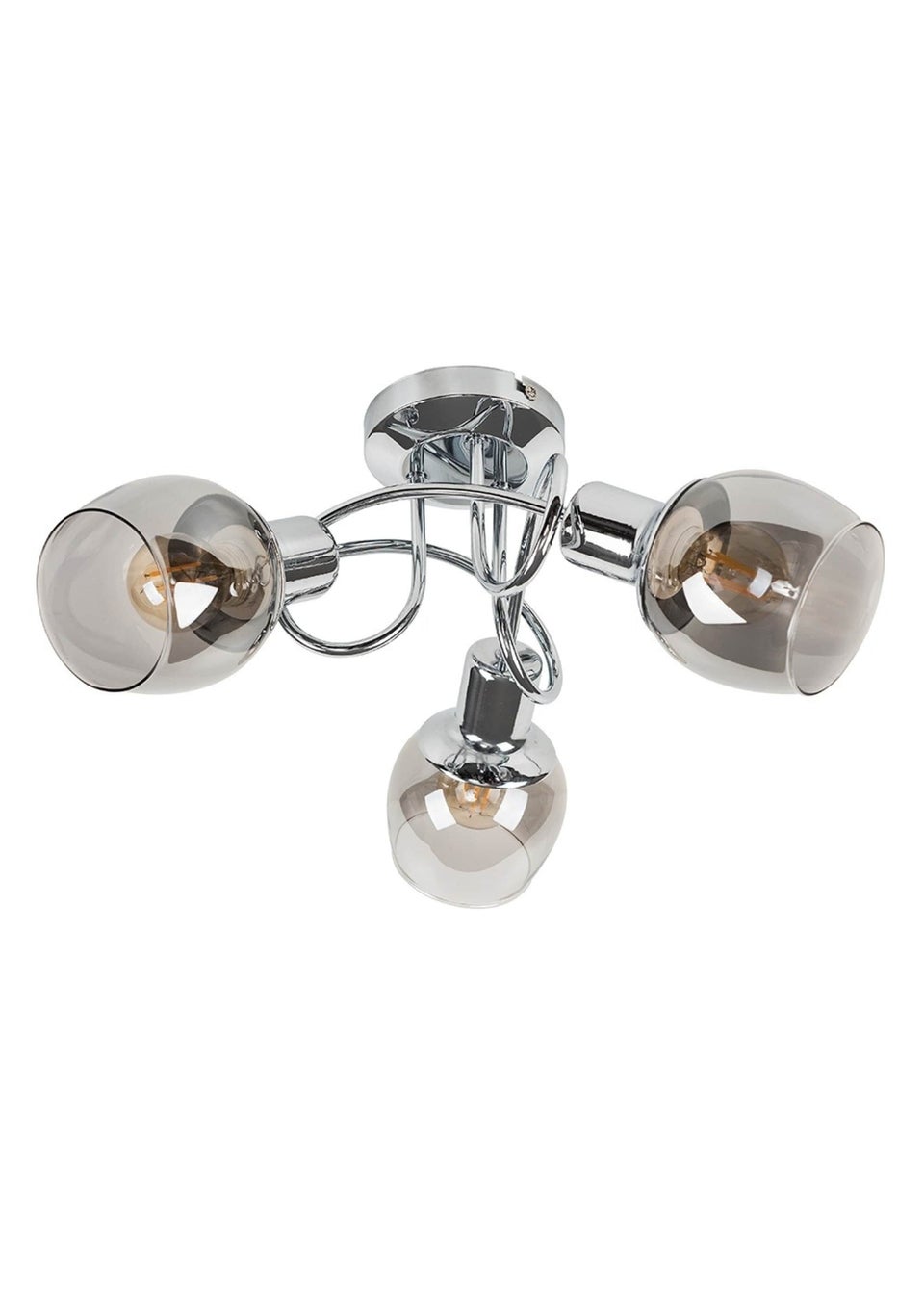 ValueLights Zarah Chrome 3 Way Swirl Smoke Glass Ceiling Light
