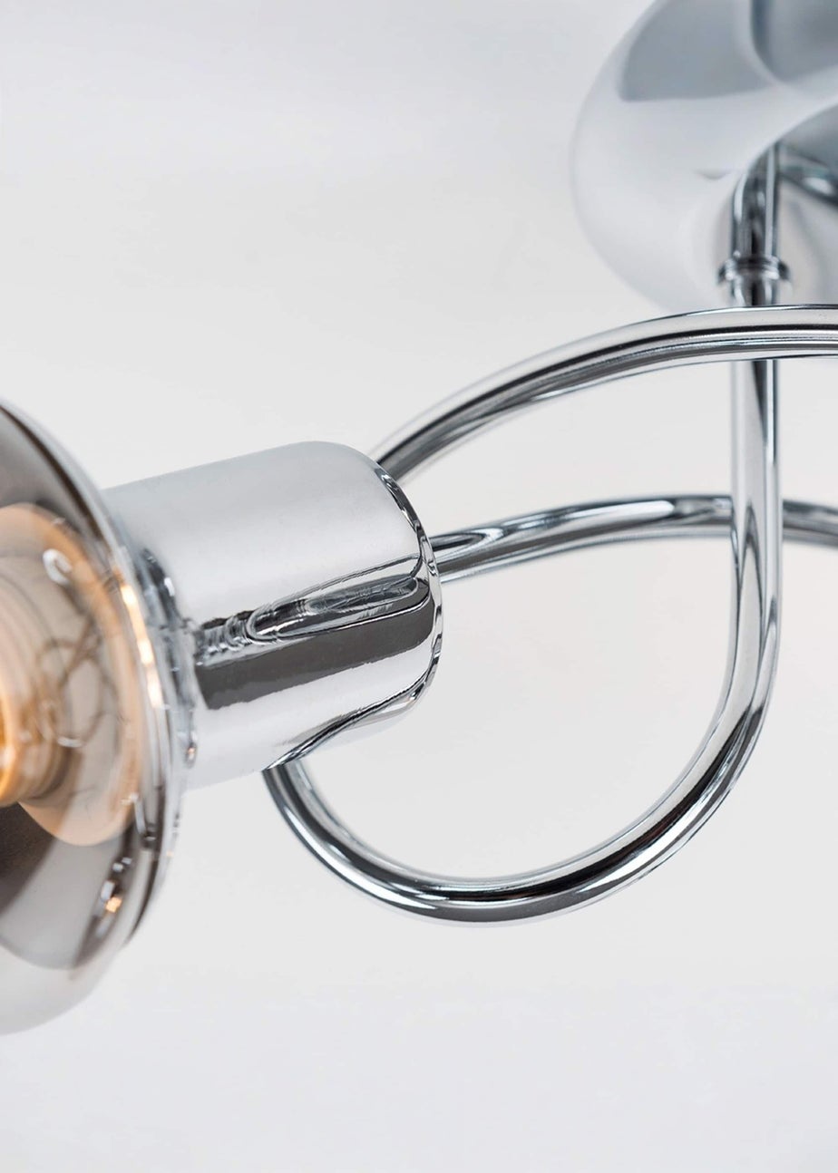 ValueLights Zarah Chrome 3 Way Swirl Smoke Glass Ceiling Light