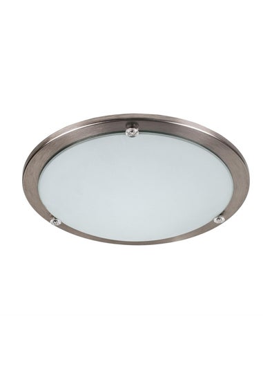 ValueLights Cymbal Brushed Chrome Frosted Glass Flush Ceiling Light
