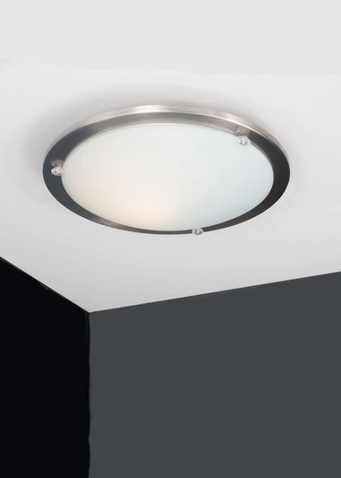 ValueLights Cymbal Brushed Chrome Frosted Glass Flush Ceiling Light
