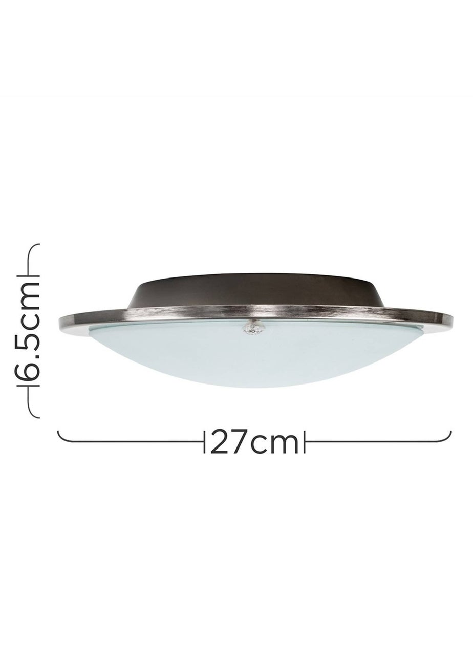 ValueLights Cymbal Brushed Chrome Frosted Glass Flush Ceiling Light