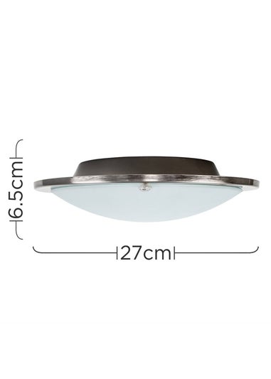 ValueLights Cymbal Brushed Chrome Frosted Glass Flush Ceiling Light