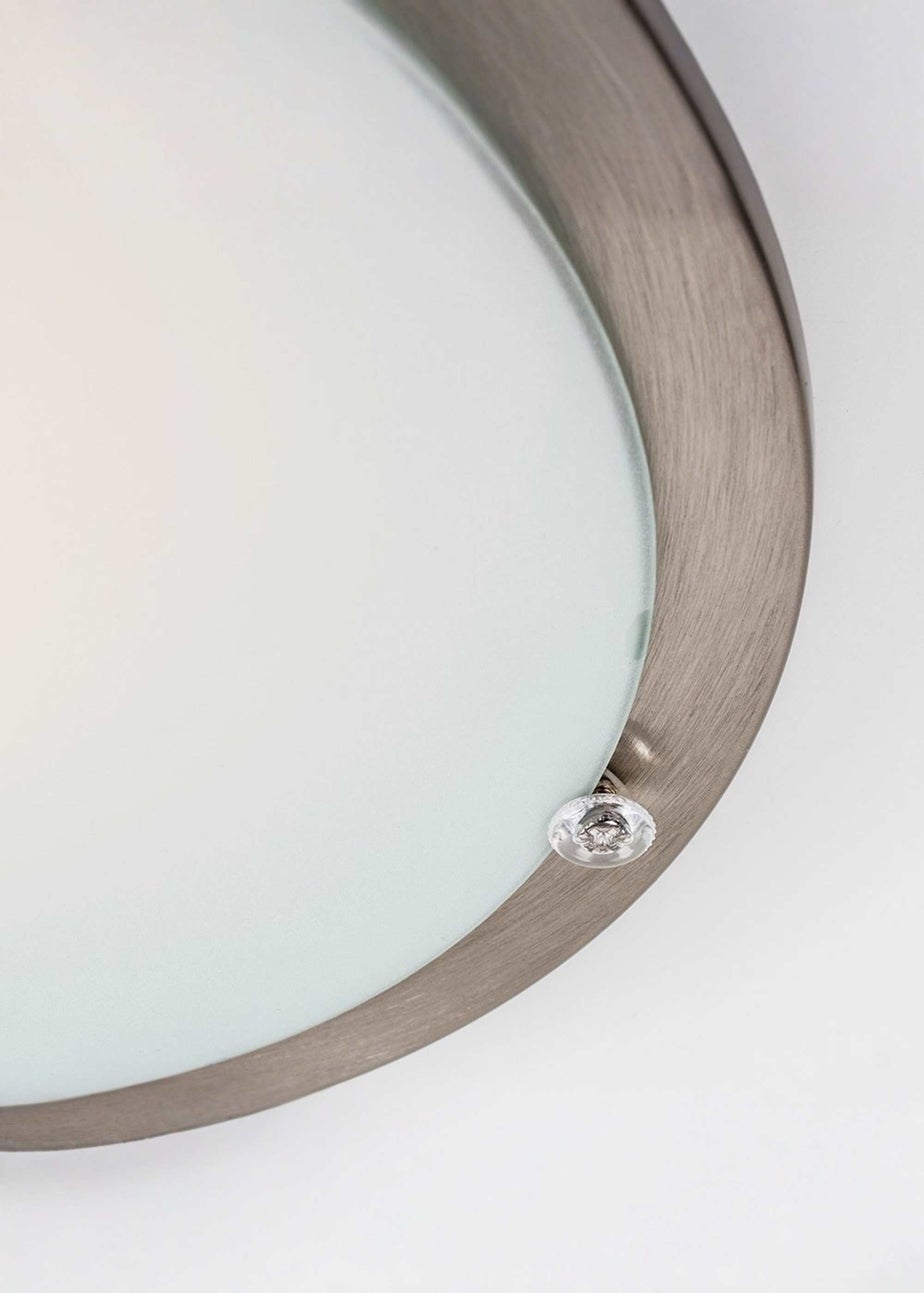 ValueLights Cymbal Brushed Chrome Frosted Glass Flush Ceiling Light