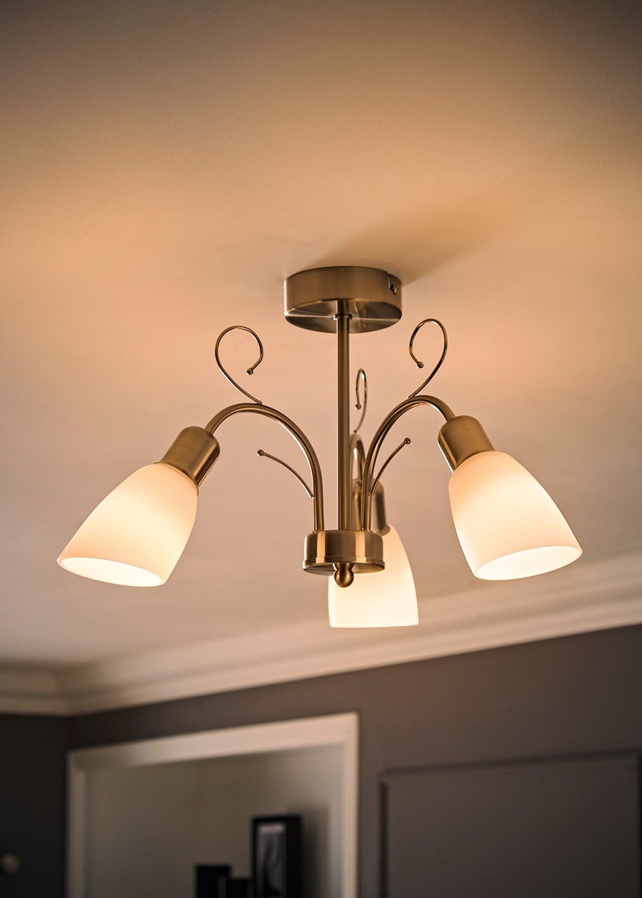 ValueLights Newlyn Brushed Chrome 3 Way Frosted Glass Ceiling Light