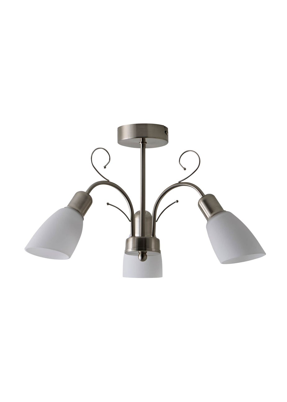 ValueLights Newlyn Brushed Chrome 3 Way Frosted Glass Ceiling Light
