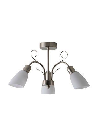 ValueLights Newlyn Brushed Chrome 3 Way Frosted Glass Ceiling Light