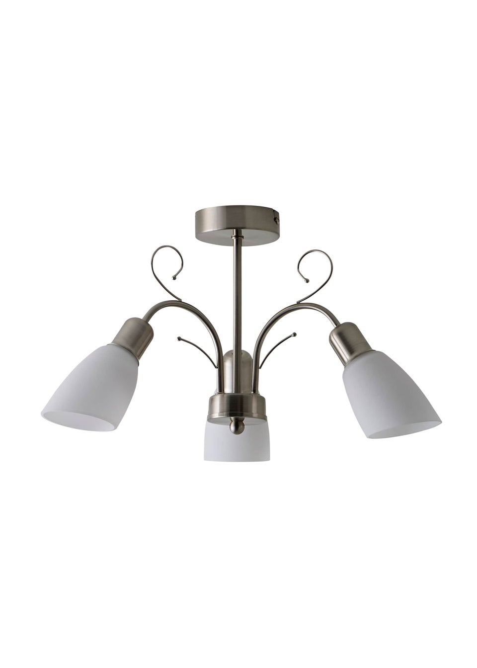 ValueLights Newlyn Brushed Chrome 3 Way Frosted Glass Ceiling Light