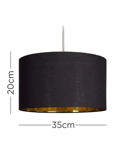 ValueLights Reni 35cm Easy Fit Lampshade Black with Metallic Gold Inner