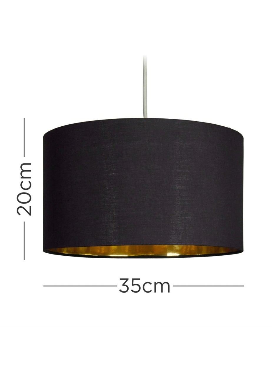 ValueLights Reni 35cm Easy Fit Lampshade Black with Metallic Gold Inner