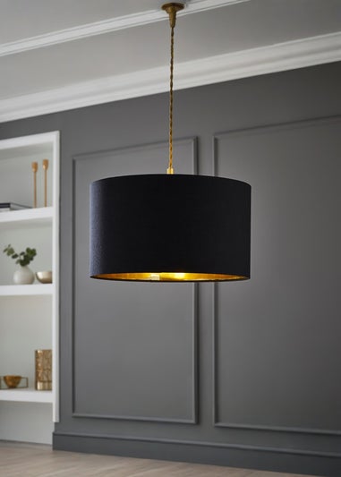 ValueLights Reni 35cm Easy Fit Lampshade Black with Metallic Gold Inner
