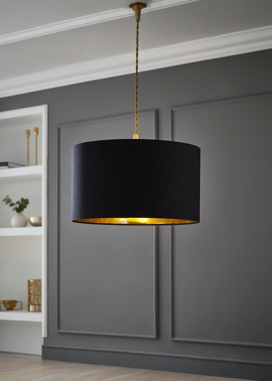 ValueLights Reni 35cm Easy Fit Lampshade Black with Metallic Gold Inner