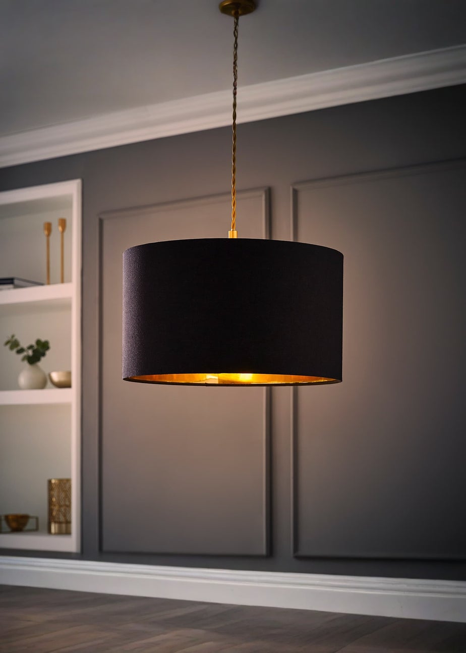 ValueLights Reni 35cm Easy Fit Lampshade Black with Metallic Gold Inner