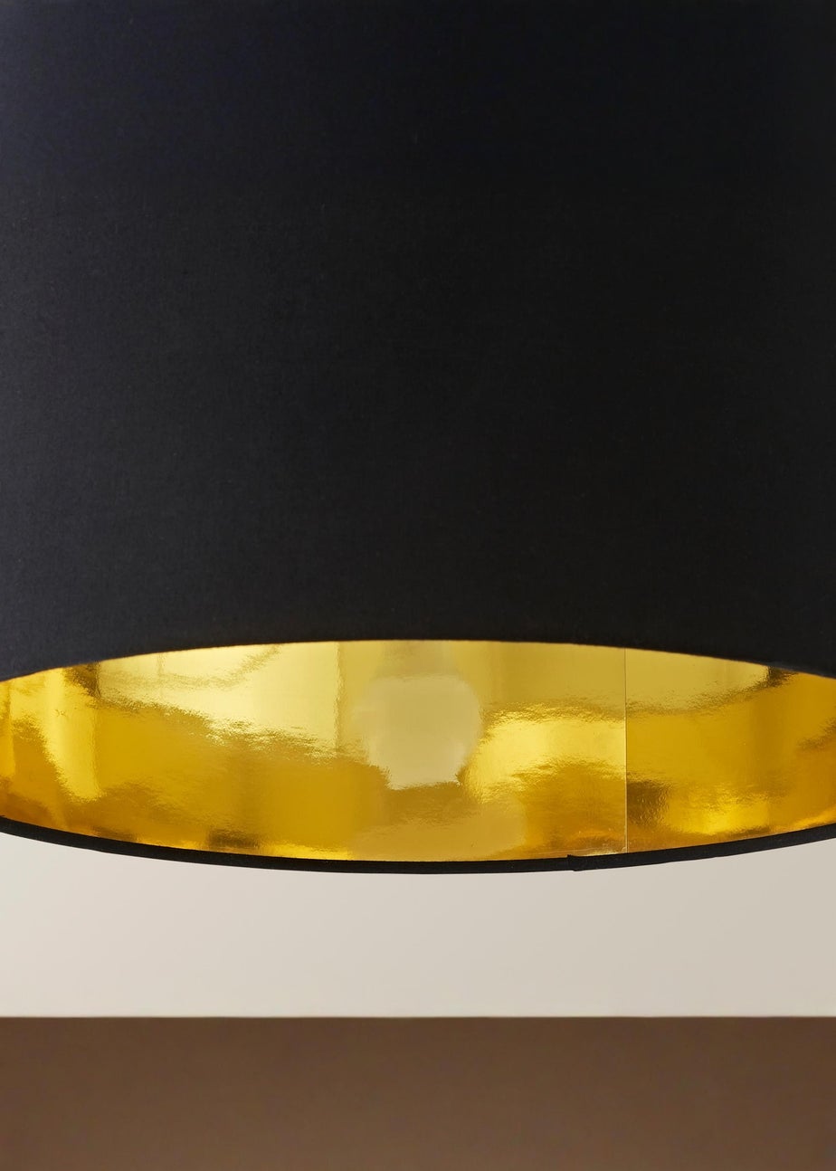 ValueLights Reni 35cm Easy Fit Lampshade Black with Metallic Gold Inner