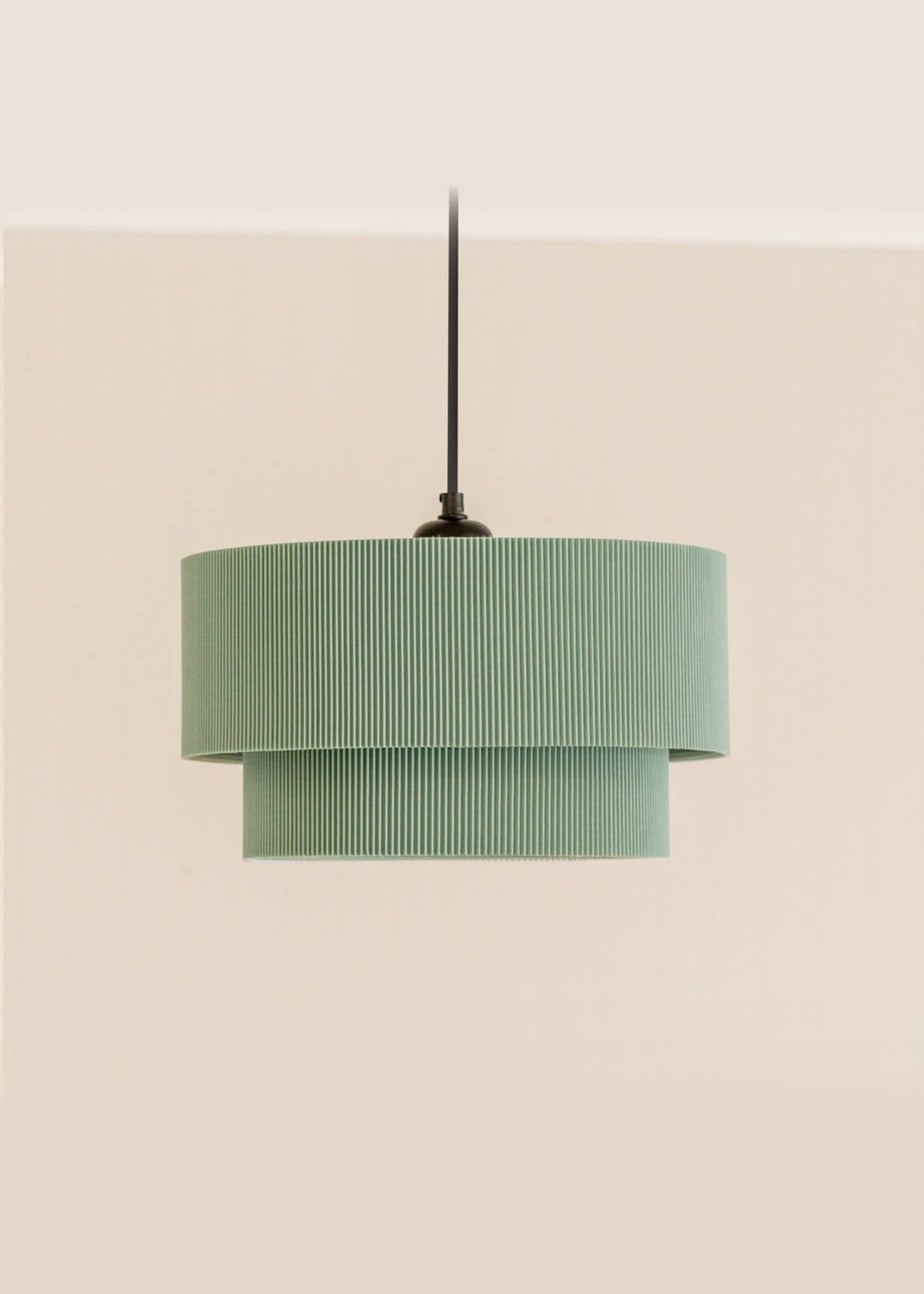 ValueLights Mason Moss Green 2 Tier Crinkle Easy Fit Ceiling Lampshade